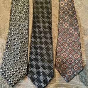 Men’s Tie Bundle- 3 ties. Grey, Black, Burgundy, Blue